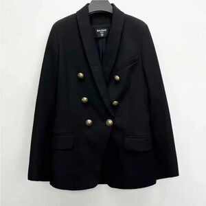 Authentic Balmain Elegant Black Blazer with Gold Buttons